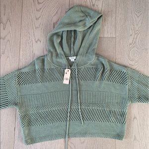 Green cropped crochet sweater